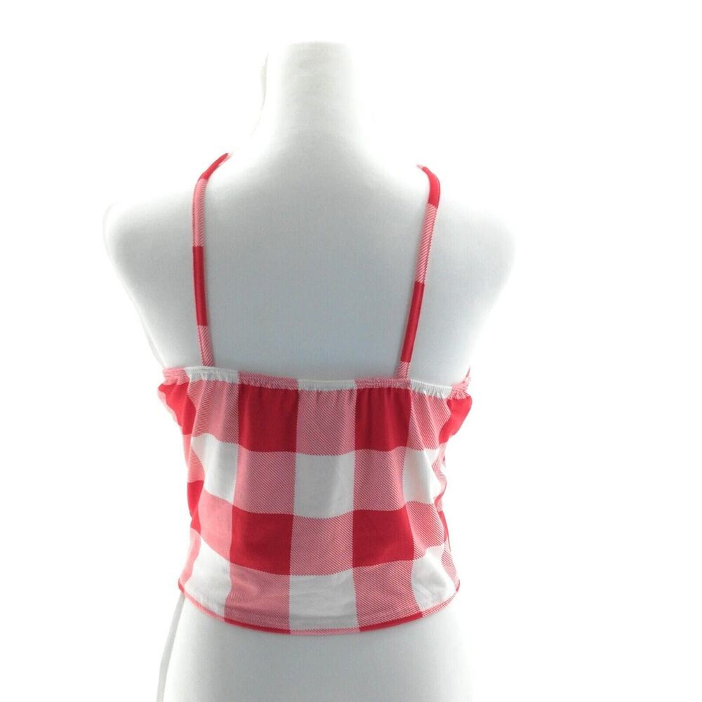 Persaya Red & White Buffalo Check Gingham Crop Top - Junior's Size Medium - Chic - Picture 3 of 4